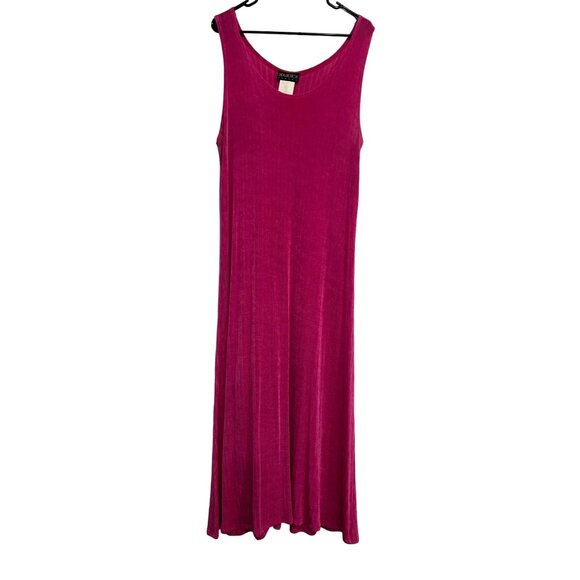 LInda Lundstrom Sleeveless Magenta A-Line Maxi Dress Stretchy Sz XL - Picture 1 of 7